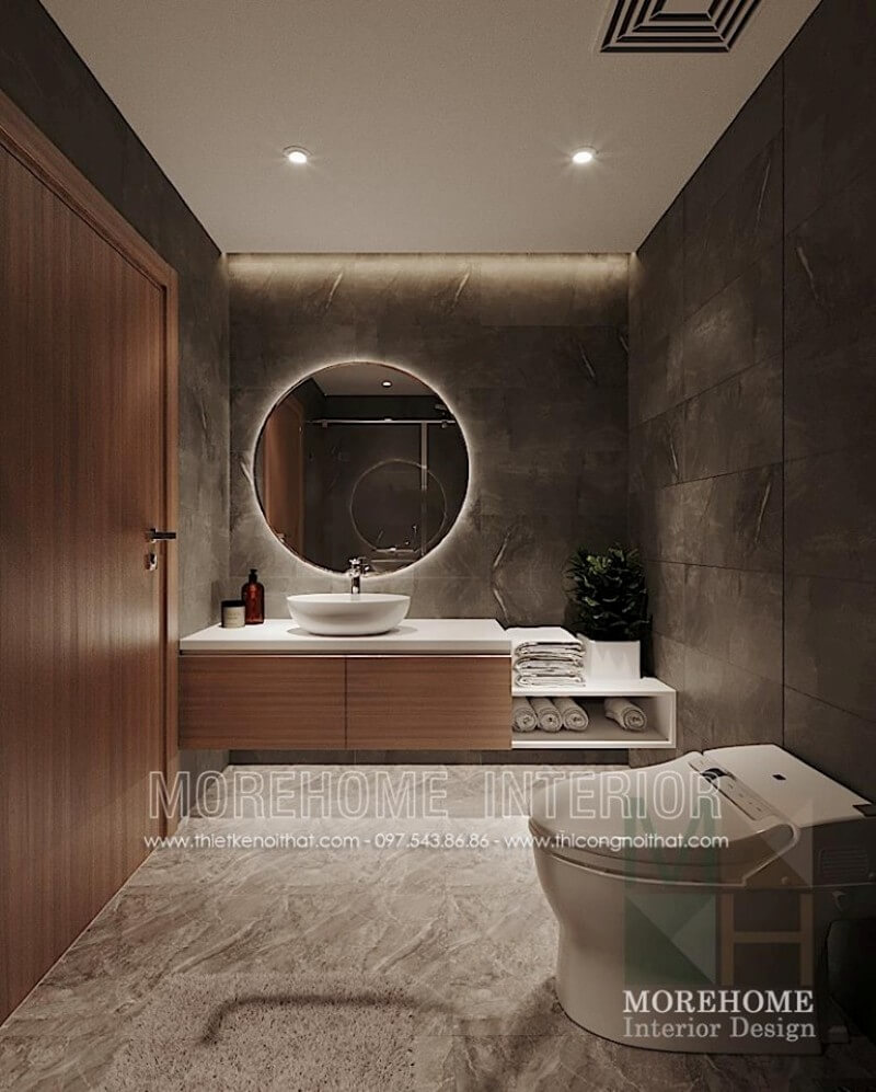 Mẫu cửa gỗ công nghiệp được lựa chọn cho nhà tắm chung cư hiện đại Cửa gỗ chung cư