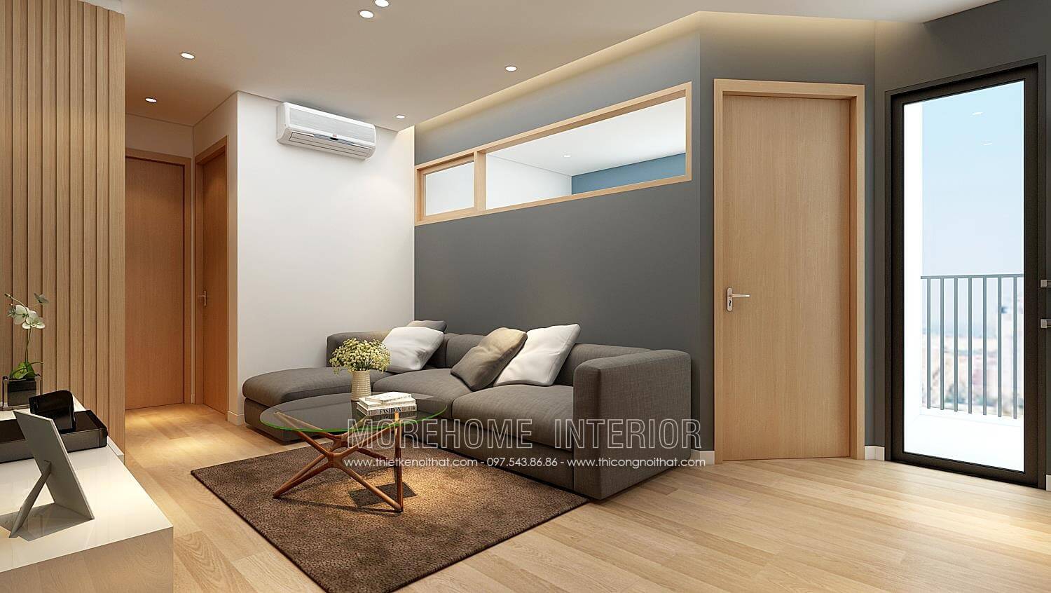 Mẫu cửa thông phòng 1 cánh thông dụng phòng ngủ MH01 Cửa gỗ chung cư